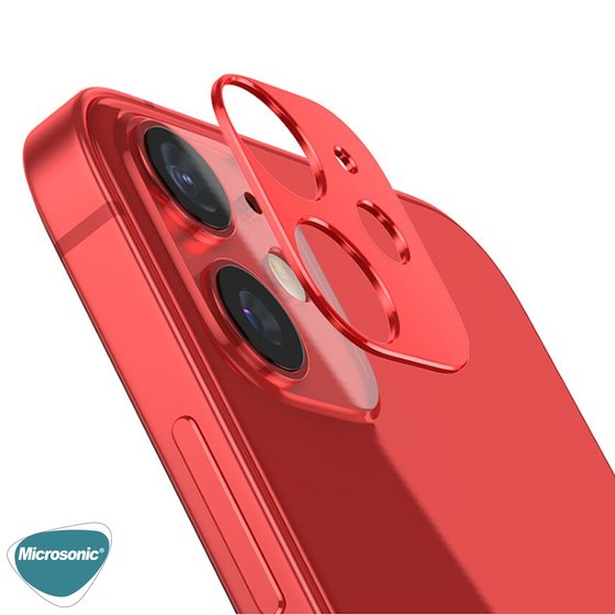 Microsonic Apple iPhone 12 Kamera Lens Koruma Camı V2 Kırmızı