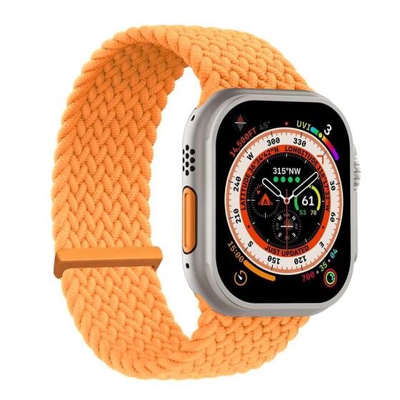 Microsonic Apple Watch Series 10 46mm Kordon, (Large Size, 160mm) Knitted Fabric Single Loop Turuncu