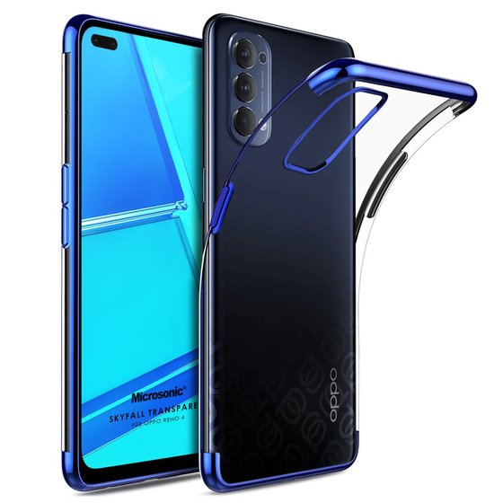 Microsonic Oppo Reno 4 Kılıf Skyfall Transparent Clear Mavi