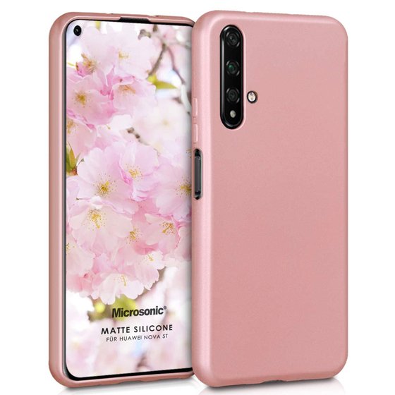 Microsonic Matte Silicone Huawei Nova 5T Kılıf Rose Gold