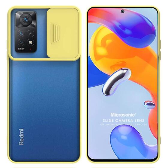 Microsonic Xiaomi Redmi Note 11 Pro 5G Kılıf Slide Camera Lens Protection Sarı