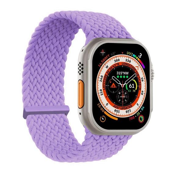 Microsonic Apple Watch Series 10 46mm Kordon, (Large Size, 160mm) Knitted Fabric Single Loop Lila