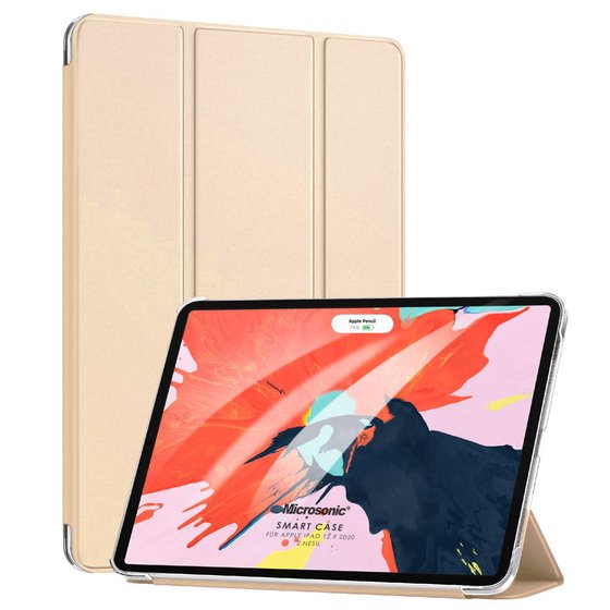 Microsonic Apple iPad Pro 12.9`` 2022 6. Nesil Kılıf (A2436-A2764-A2437-A2766) Slim Translucent Back Smart Cover Gold