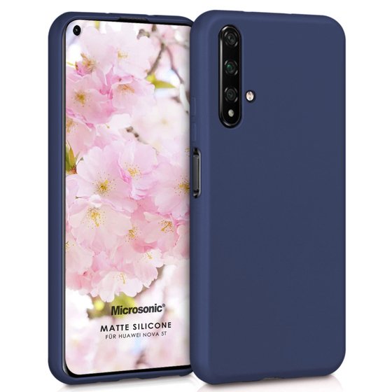 Microsonic Matte Silicone Huawei Nova 5T Kılıf Lacivert