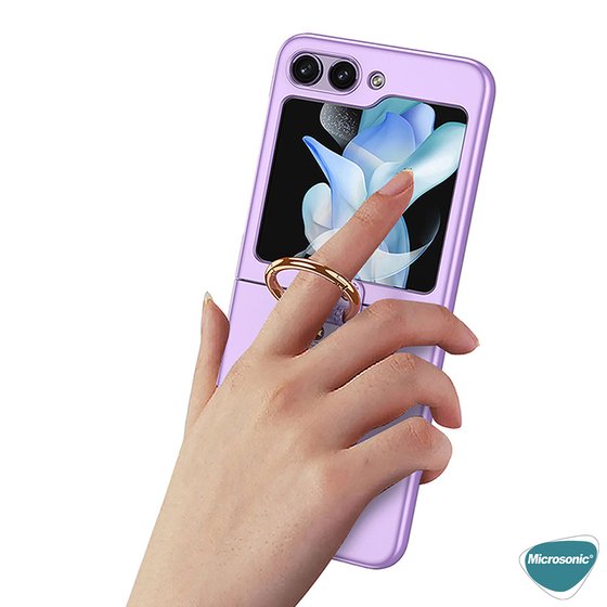 Microsonic Samsung Galaxy Z Flip 5 Kılıf Ring Fall Platinum Pembe