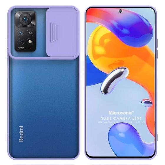 Microsonic Xiaomi Redmi Note 11 Pro 5G Kılıf Slide Camera Lens Protection Lila