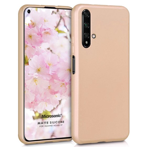 Microsonic Matte Silicone Huawei Nova 5T Kılıf Gold