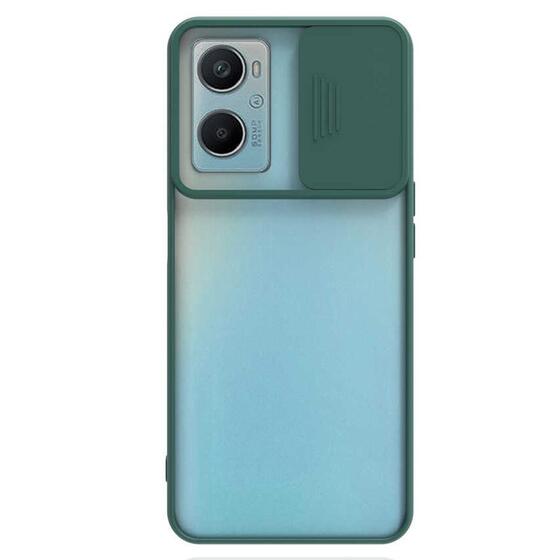 Microsonic Oppo A96 Kılıf Slide Camera Lens Protection Koyu Yeşil