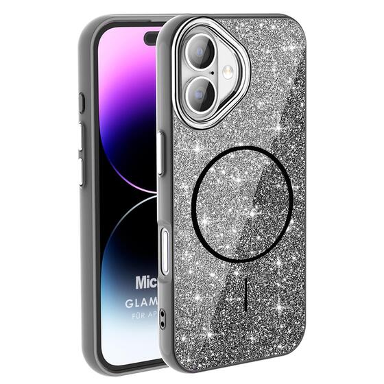 Microsonic Apple iPhone 16 Kılıf GlamGrip Luxe Siyah