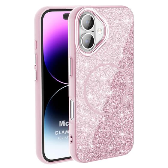 Microsonic Apple iPhone 16 Kılıf GlamGrip Luxe Pembe