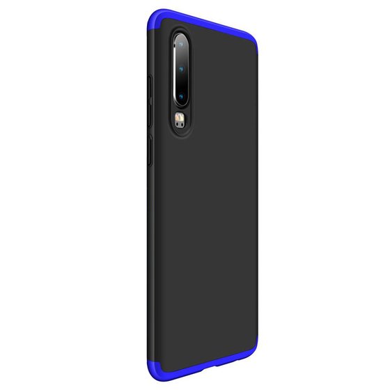 Microsonic Huawei P30 Kılıf Double Dip 360 Protective Siyah Mavi