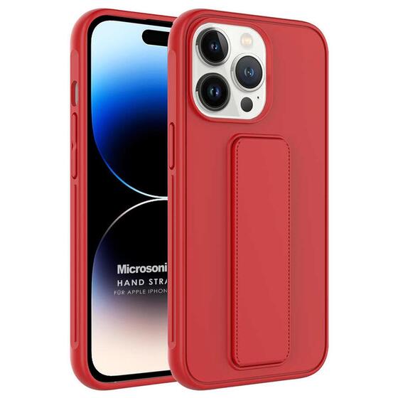 Microsonic Apple iPhone 14 Pro Max Kılıf Hand Strap Kırmızı