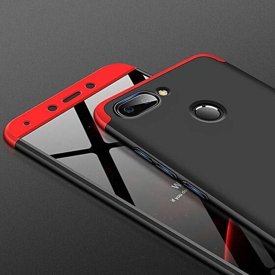 Microsonic Xiaomi Redmi 6 Kılıf Double Dip 360 Protective Siyah Kırmızı