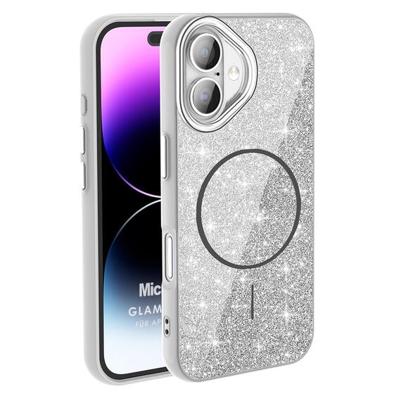 Microsonic Apple iPhone 16 Kılıf GlamGrip Luxe Gümüş