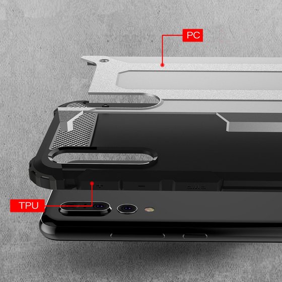 Microsonic Huawei P20 Pro Kılıf Rugged Armor Gümüş