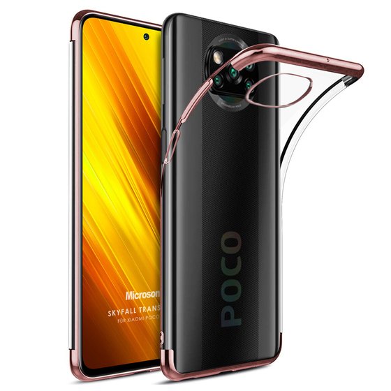 Microsonic Xiaomi Poco X3 NFC Kılıf Skyfall Transparent Clear Rose Gold