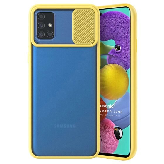 Microsonic Samsung Galaxy A71 Kılıf Slide Camera Lens Protection Sarı