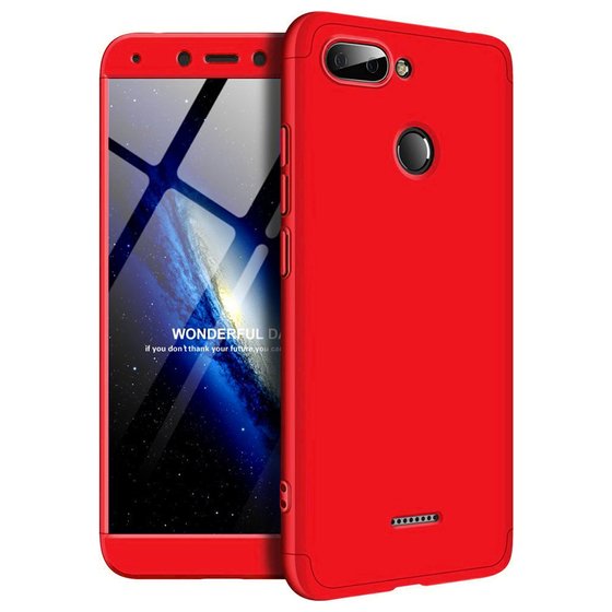 Microsonic Xiaomi Redmi 6 Kılıf Double Dip 360 Protective Kırmızı