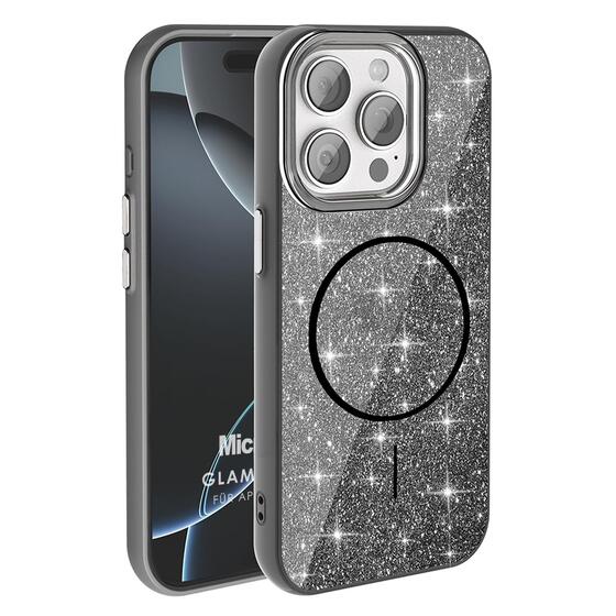 Microsonic Apple iPhone 15 Pro Kılıf GlamGrip Luxe Siyah