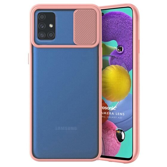 Microsonic Samsung Galaxy A71 Kılıf Slide Camera Lens Protection Rose Gold