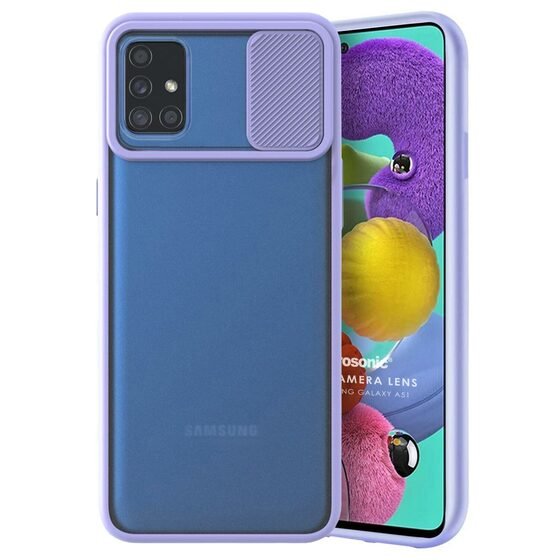 Microsonic Samsung Galaxy A71 Kılıf Slide Camera Lens Protection Lila