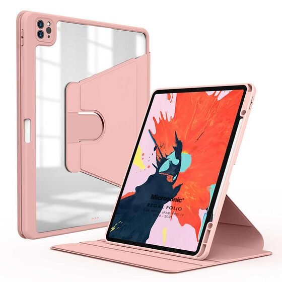 Microsonic Apple iPad Pro 11`` 2022 4. Nesil Kılıf (A2759-A2435-A2761-A2762) Regal Folio Pembe