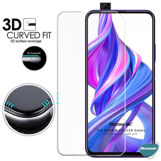 Microsonic Huawei Y9 Prime 2019 Ön + Arka Kavisler Dahil Tam Ekran Kaplayıcı Film