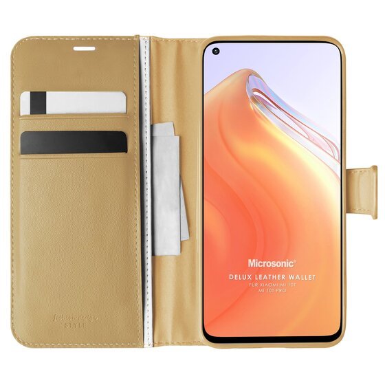 Microsonic Xiaomi Mi 10T Kılıf Delux Leather Wallet Gold