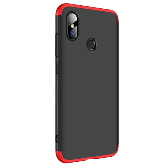 Microsonic Xiaomi Redmi Note 6 Pro Kılıf Double Dip 360 Protective Siyah Kırmızı