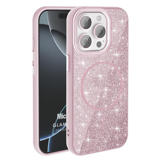 Microsonic Apple iPhone 15 Pro Max Kılıf GlamGrip Luxe Pembe