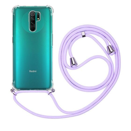 Microsonic Xiaomi Redmi 9 Kılıf Neck Lanyard Lila