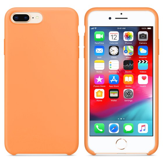 Microsonic Apple iPhone 8 Plus Kılıf Liquid Lansman Silikon Papaya