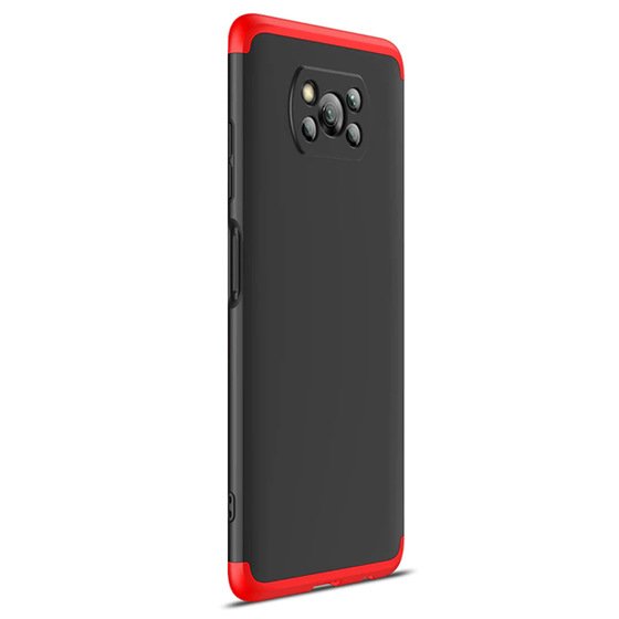 Microsonic Xiaomi Poco X3 Pro Kılıf Double Dip 360 Protective Siyah Kırmızı