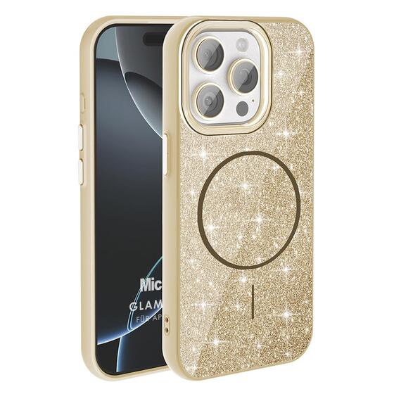 Microsonic Apple iPhone 15 Pro Max Kılıf GlamGrip Luxe Gold