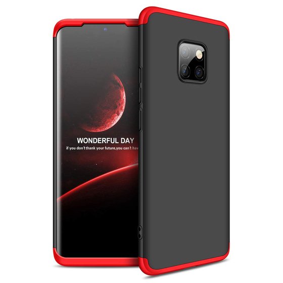 Microsonic Huawei Mate 20 Pro Kılıf Double Dip 360 Protective Siyah Kırmızı