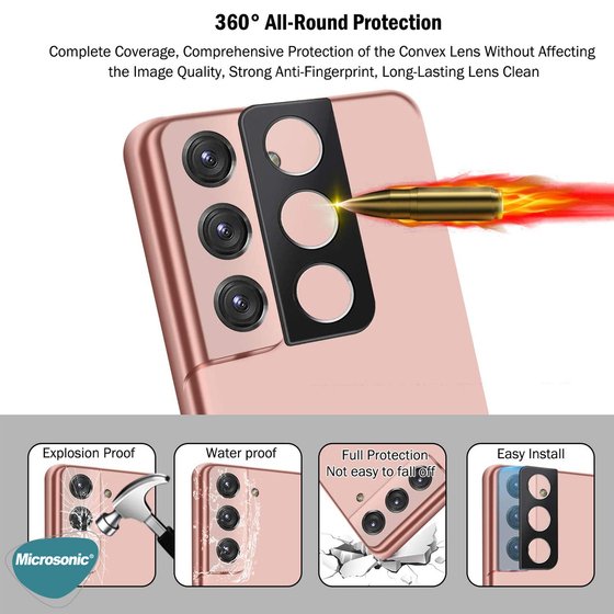 Microsonic Samsung Galaxy S21 Kamera Lens Koruma Camı V2 Siyah