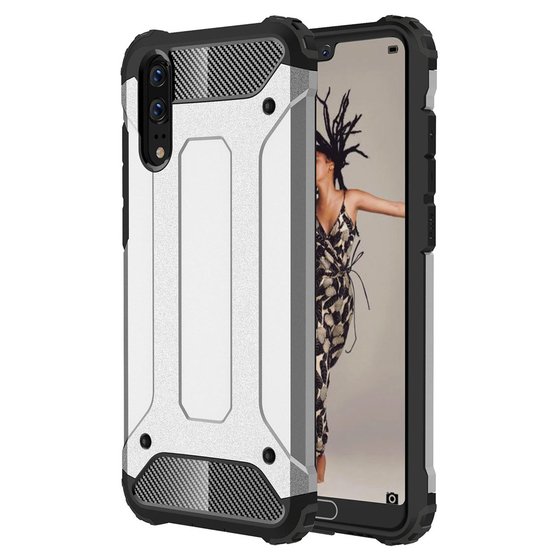 Microsonic Huawei P20 Kılıf Rugged Armor Gümüş