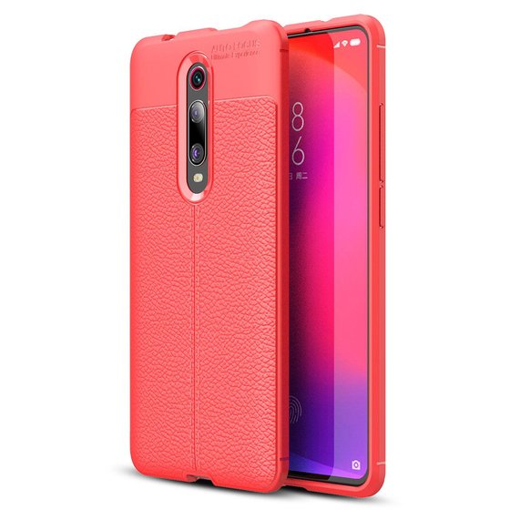 Microsonic Xiaomi Mi 9T Kılıf Deri Dokulu Silikon Kırmızı