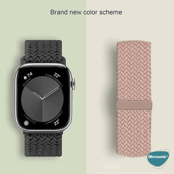 Microsonic Apple Watch Series 10 46mm Kordon, (Small Size, 127mm) Knitted Fabric Single Loop Beyaz