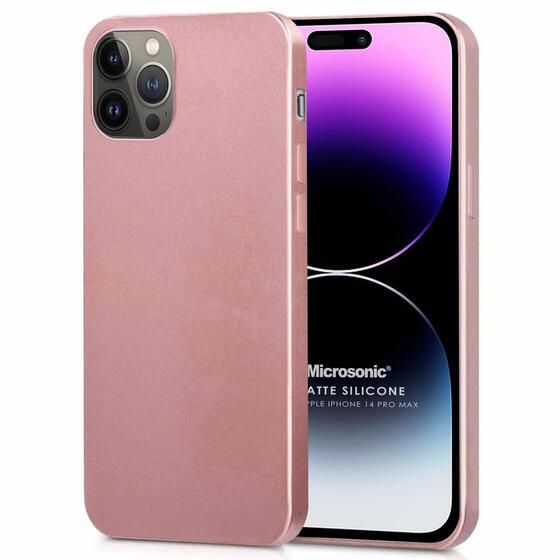 Microsonic Matte Silicone Apple iPhone 14 Pro Max Kılıf Rose Gold