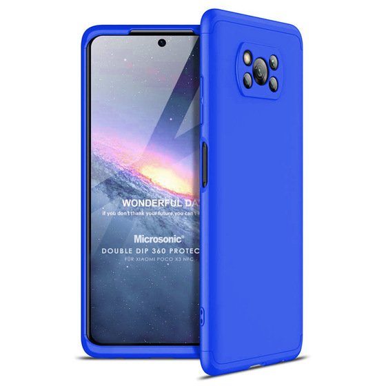 Microsonic Xiaomi Poco X3 Pro Kılıf Double Dip 360 Protective Mavi