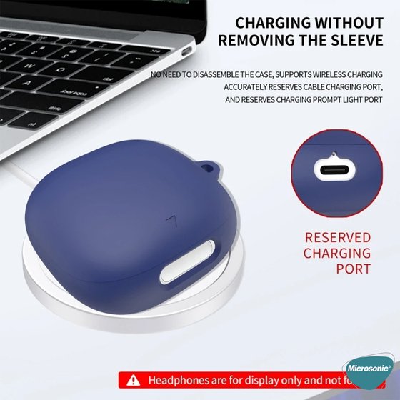 Microsonic Anker Soundcore Liberty 4 Pro Kılıf Askılı Mat Silikon Lacivert