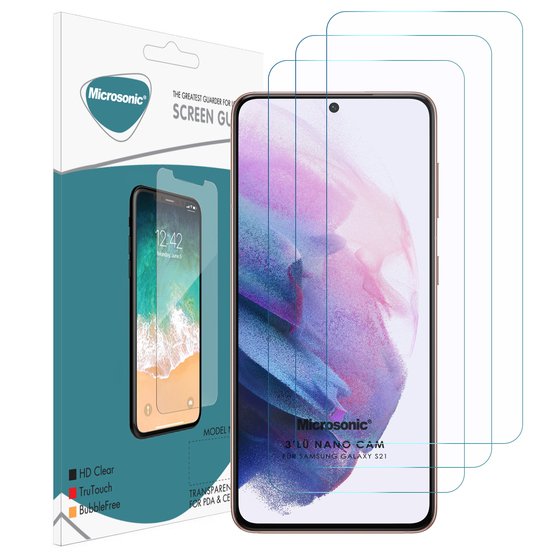 Microsonic Samsung Galaxy S21 Screen Protector Nano Glass Cam Ekran Koruyucu (3 Pack)