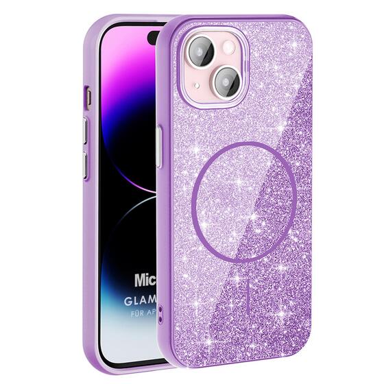 Microsonic Apple iPhone 15 Kılıf GlamGrip Luxe Lila