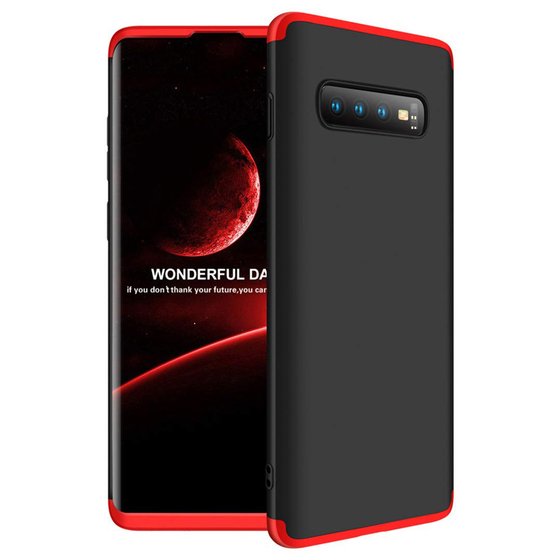 Microsonic Samsung Galaxy S10 Kılıf Double Dip 360 Protective Siyah Kırmızı