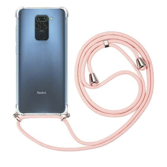 Microsonic Xiaomi Redmi Note 9 Kılıf Neck Lanyard Rose Gold