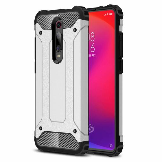 Microsonic Xiaomi Redmi K20 Kılıf Rugged Armor Gümüş