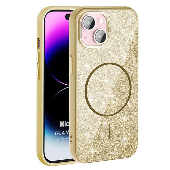 Microsonic Apple iPhone 15 Kılıf GlamGrip Luxe Gold