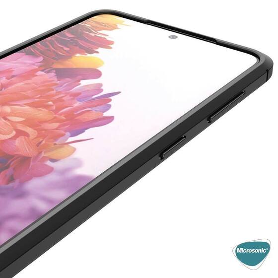 Microsonic Samsung Galaxy S22 Plus Kılıf Deri Dokulu Silikon Siyah