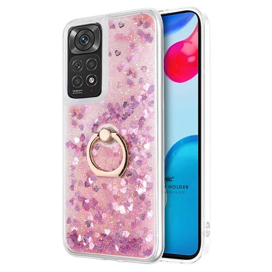 Microsonic Xiaomi Redmi Note 11 Kılıf Glitter Liquid Holder Pembe